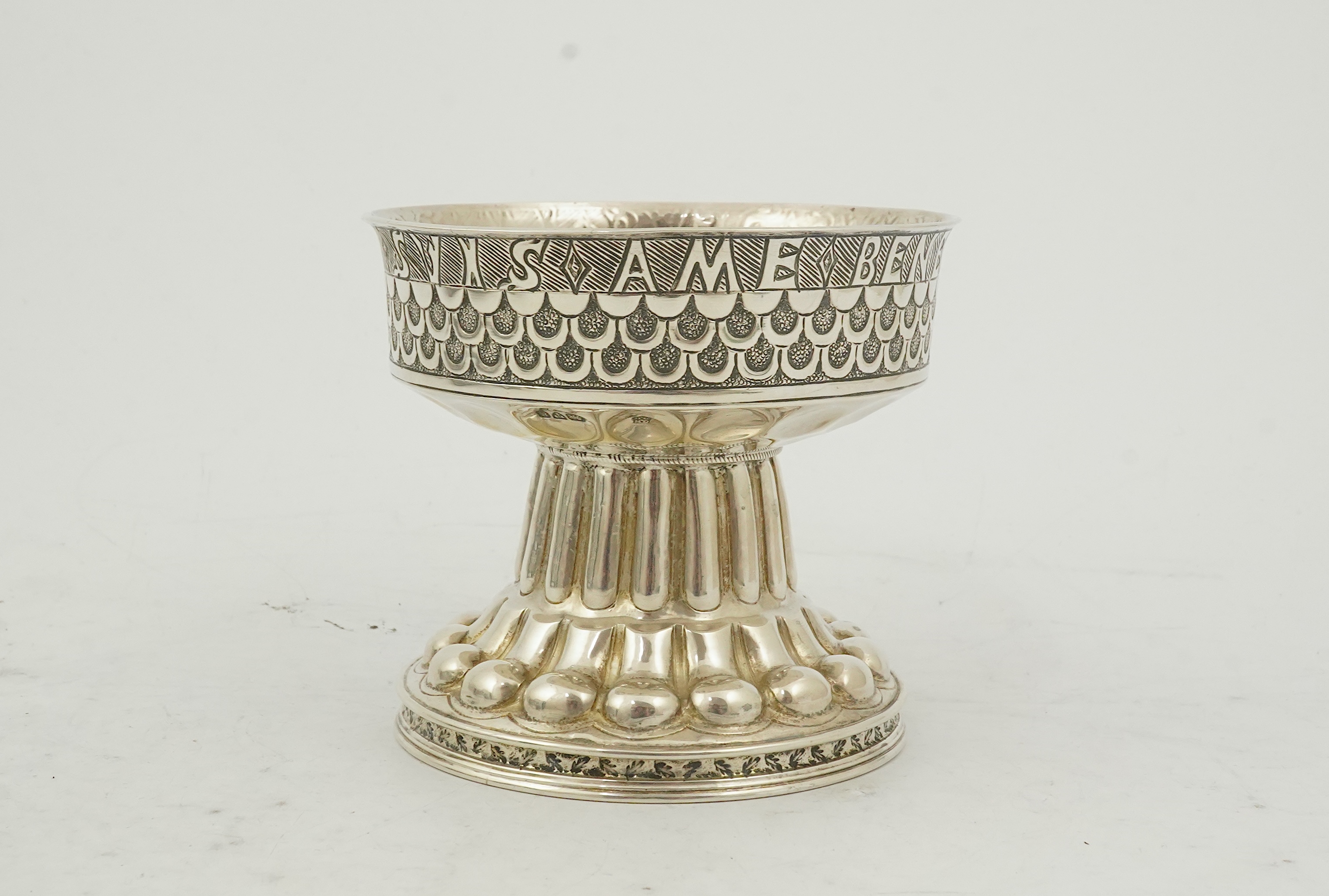 An Edwardian embossed silver replica model of the 16th century Tudor Cup or Holms Cup, by Nathan & Hayes